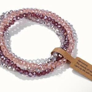 Chic Gemstone Beaded Bracelet in Pink and Purple